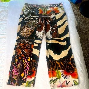wide leg animal print jeans